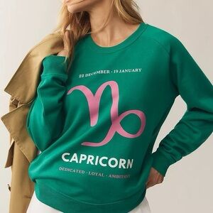 Anthropologie Zodiac Sweatshirt by Catherine O’Sullivan Capricorn Horoscope XL